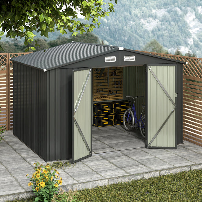 6 x 4/10 x 8 Feet Outdoor Galvanized Steel Storage Shed without Floor Base-10 x 8 ft