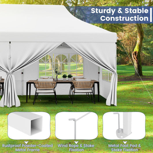 10 x 20 FT Pop up Canopy with 6 Sidewalls and Windows and Carrying Bag for Party Wedding Picnic-White