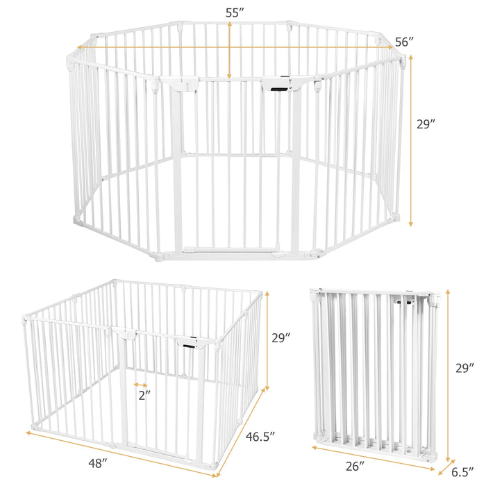 Adjustable  Panel Baby Safe Metal Gate Play Yard-White