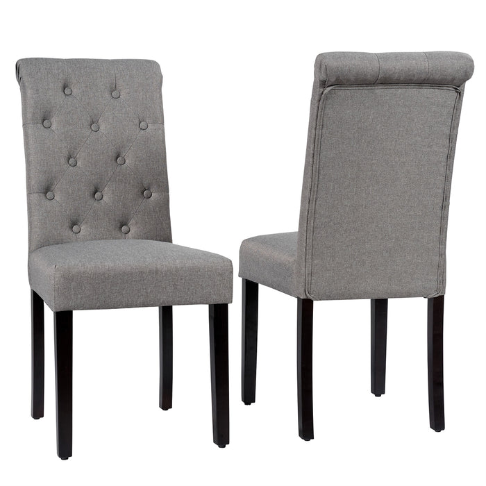 2 Pieces Tufted Dining Chair Set with Adjustable Anti-Slip Foot Pads-Gray