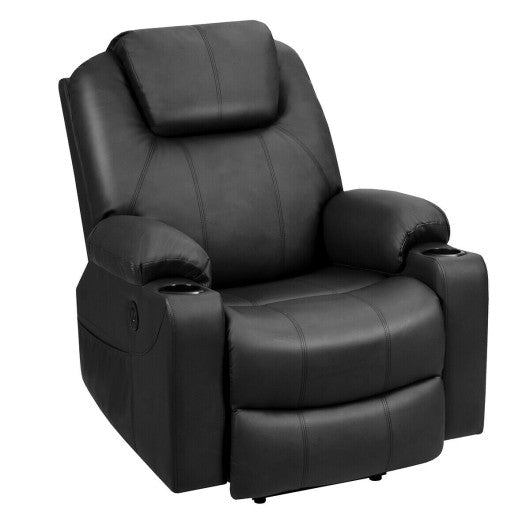 Electric Power Lift Leather Massage Sofa-Black