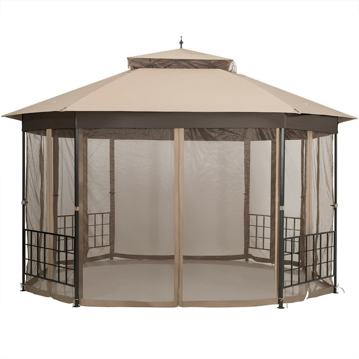 10â€™x 12â€™ Octagonal Patio Gazebo-Brown