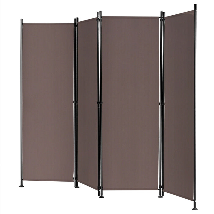 4-Panel Room Divider Folding Privacy Screen-Coffee