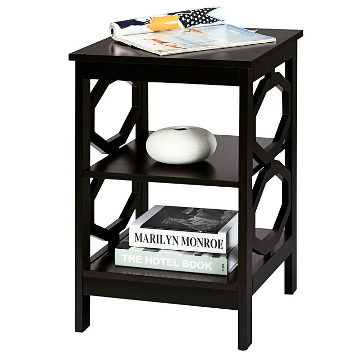 3-tier Nightstand Sofa Side End Accent Table-Coffee