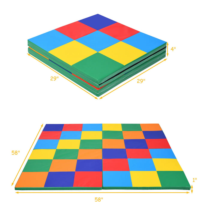 58 Inch Baby Folding Activity Floor Mat Toddler Foam Play Mat