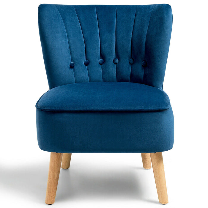 Armless Accent Chair Tufted Velvet Leisure Chair-Blue