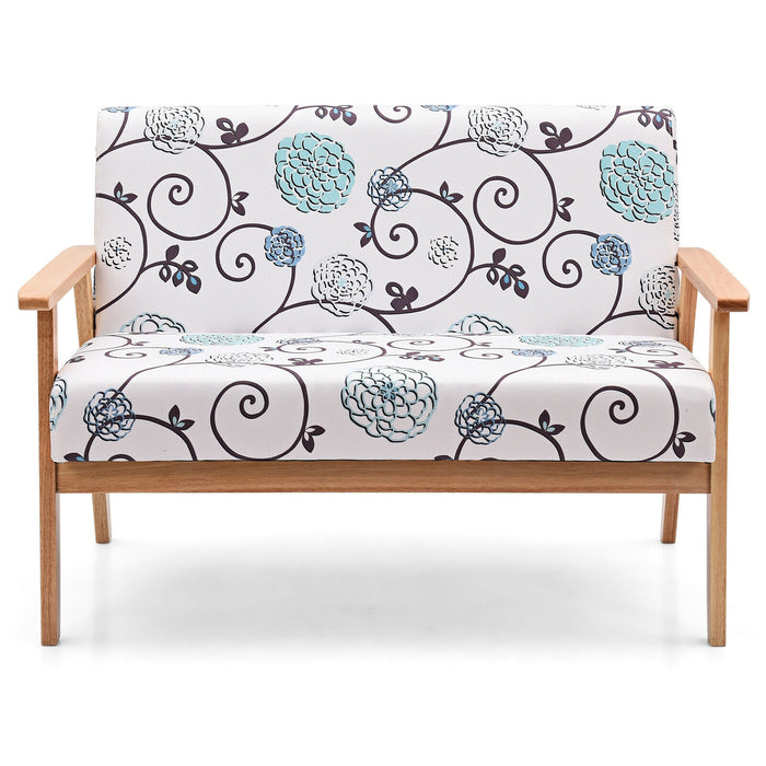 Modern Fabric Loveseat Sofa Couch Upholstered 2-Seat Armchair-Blue