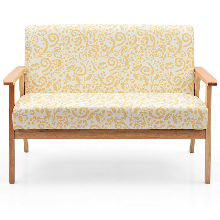 Modern Fabric Loveseat Sofa Couch Upholstered 2-Seat Armchair-Yellow