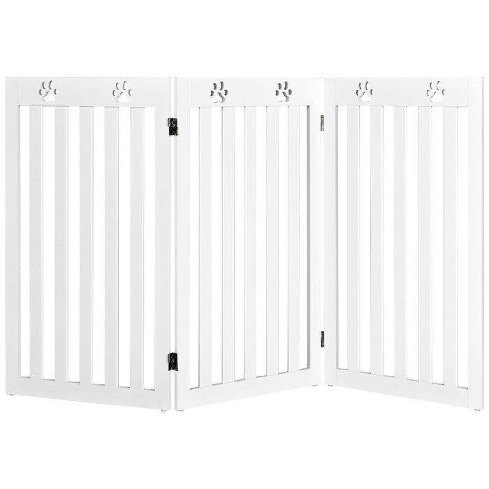 36 Inch Folding Wooden Freestanding Pet Gate Dog Gate with 360Â° Flexible Hinge-White