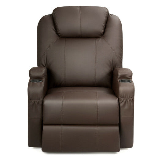 Power Lift Recliner Chair with Massage and Heat for Elderly with Remote Control-Brown