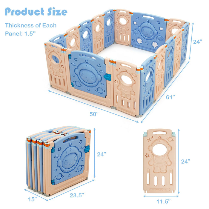 16-Panel Foldable Playpen Kids Activity Center with Lockable Door