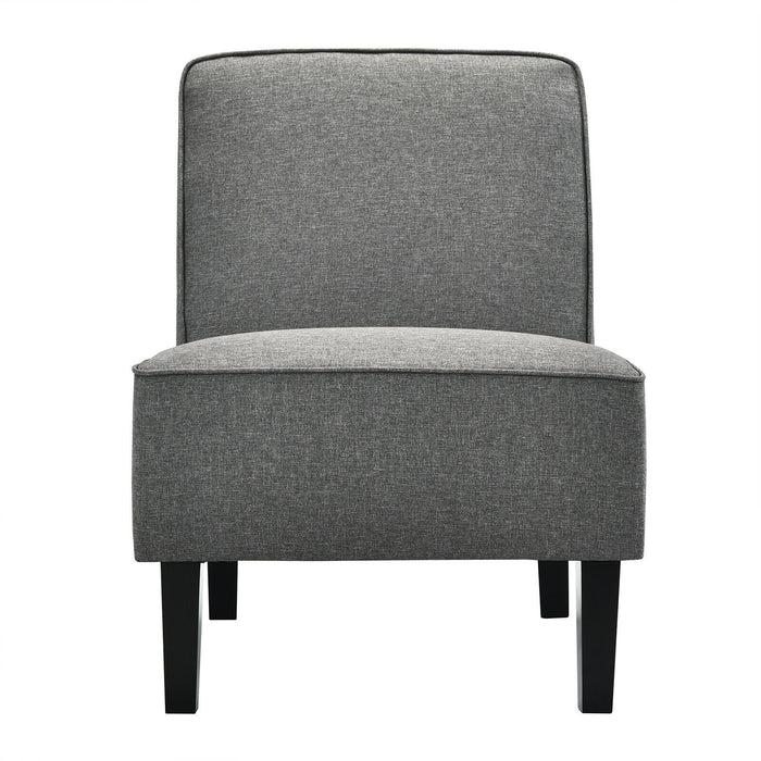 Modern Armless Accent  Sofa Chair with Rubber Wood Legs -Gray