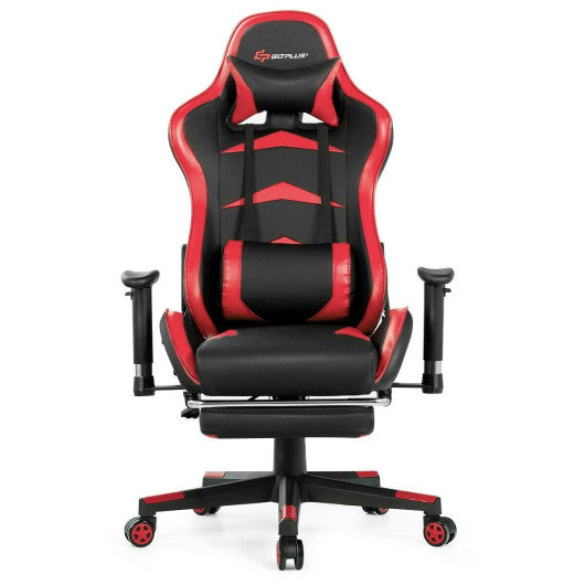 Massage Gaming Chair with Footrest-Red