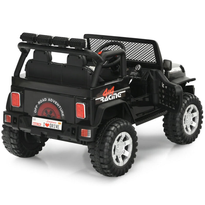 12V Kids Remote Control Electric Ride On Truck Car with Lights and Music -Black