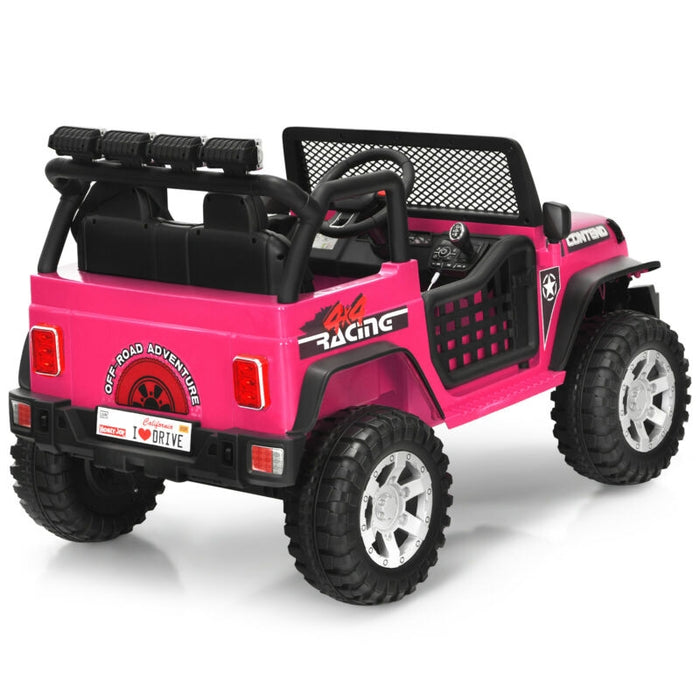 12V Kids Remote Control Electric Ride On Truck Car with Lights and Music-Pink