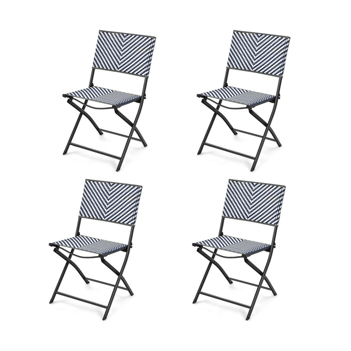 Set of 4 Patio Folding Rattan Dining Chairs for Camping and Garden