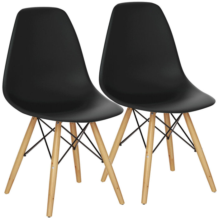 Set of 2 Mid-Century Modern DSW Dining Side Chair-Black