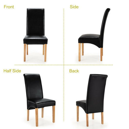 2 Pieces Dining Chairs Set with Rubber Wood Legs-Black