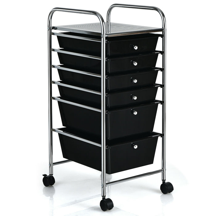 6 Drawers Rolling Storage Cart Organizer-Black