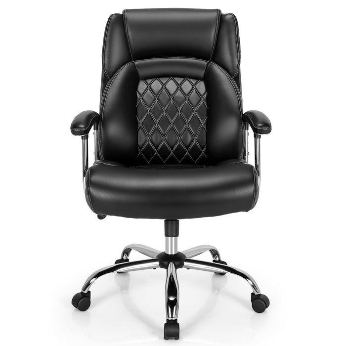 Height Adjustable Big and Tall Office Chair Computer Desk Chair with Metal Base-Black