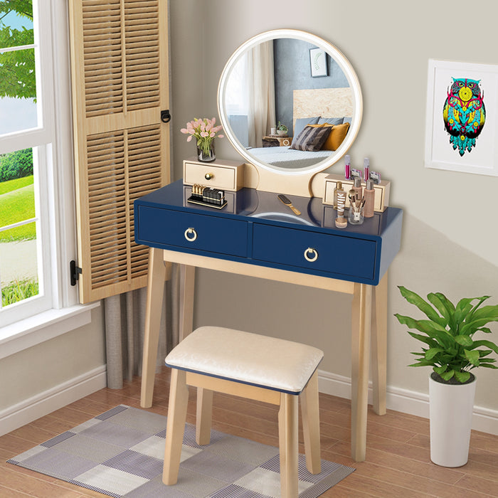 Makeup Vanity Table Set 3 Color Lighting Dressing Table-Blue