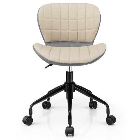 Mid Back Height Adjustable Swivel Office Chair with PU Leather-Gray