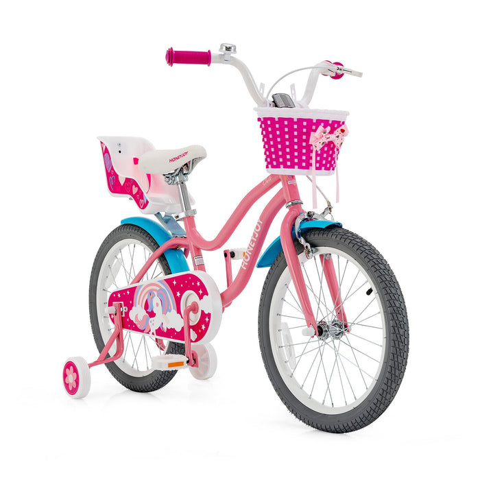 Kids Bicycle with Training Wheels and Basket for Boys and Girls Age 3-9 Years-18 inches