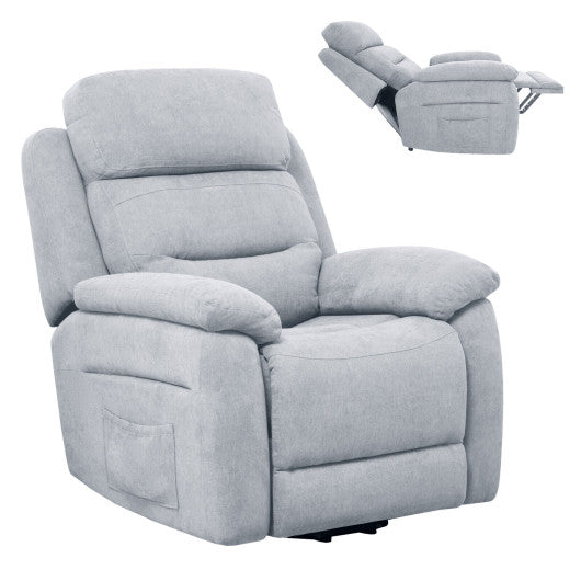 Power Lift Recliner Sofa with Side Pocket and Remote Control-Gray