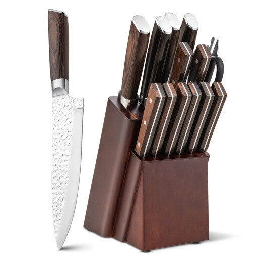 15 Pieces Stainless Steel Knife Set with Ergonomic Handle