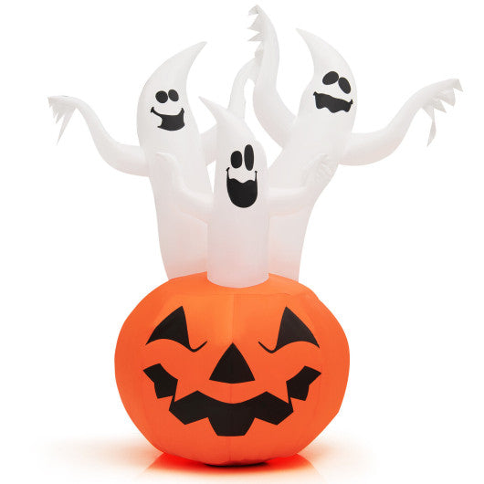 6 Feet Inflatable Halloween Ghosts with Pumpkin Decor and Rotating Lamp