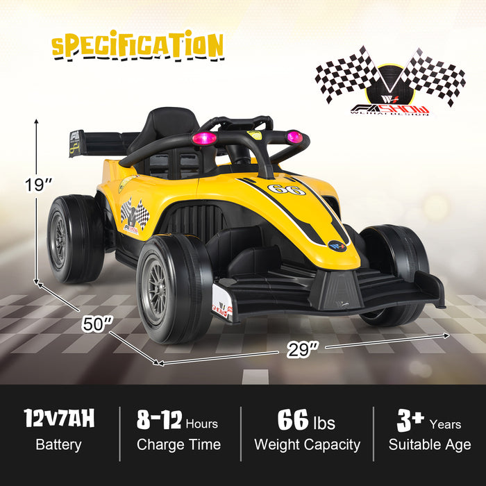 12V Kids Ride on Electric Formula Racing Car with Remote Control-Yellow