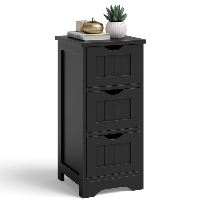 Bathroom Floor Freestanding Storage Organizer with 3 Drawers-Black