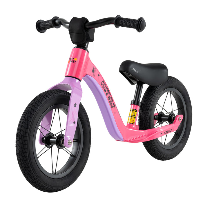 12-Inch Balance Bike with Adjustable Seat and Rotatable Handlebar for Over 36 Months Old-Pink