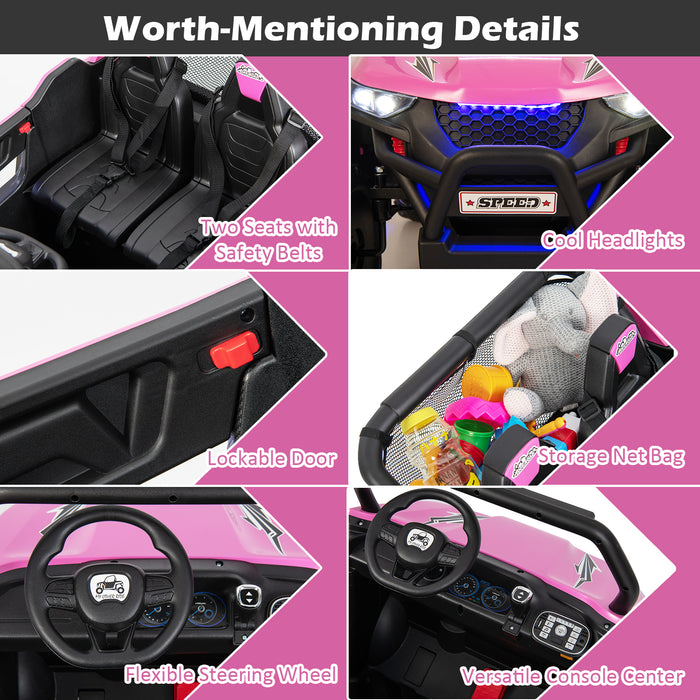 12V 2-Seater Kids Ride on UTV with Slow Start Function Music-Pink