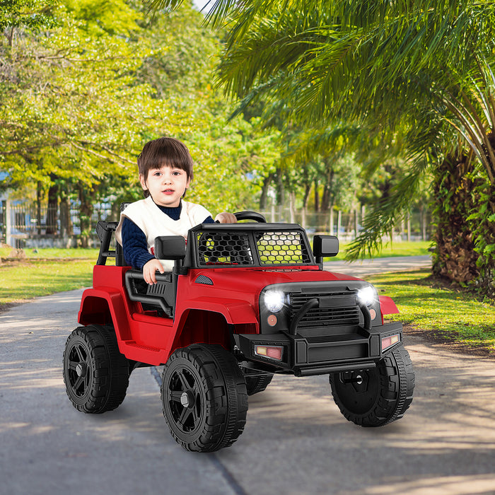 12V Kids Ride On Truck with Remote Control and Headlights-Red