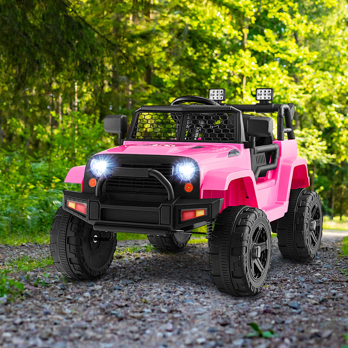 12V Kids Ride On Truck with Remote Control and Headlights-Pink