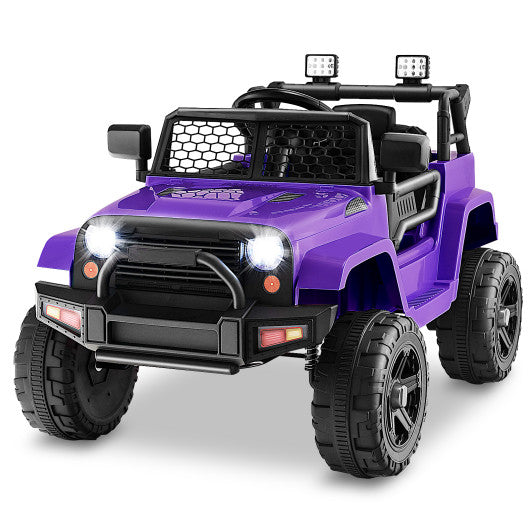 12V Kids Ride On Truck with Remote Control and Headlights-Purple