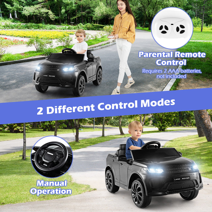 12V Kids Ride On Car with Remote Control Lockable Doors Slow Start System and LED Lights-Black