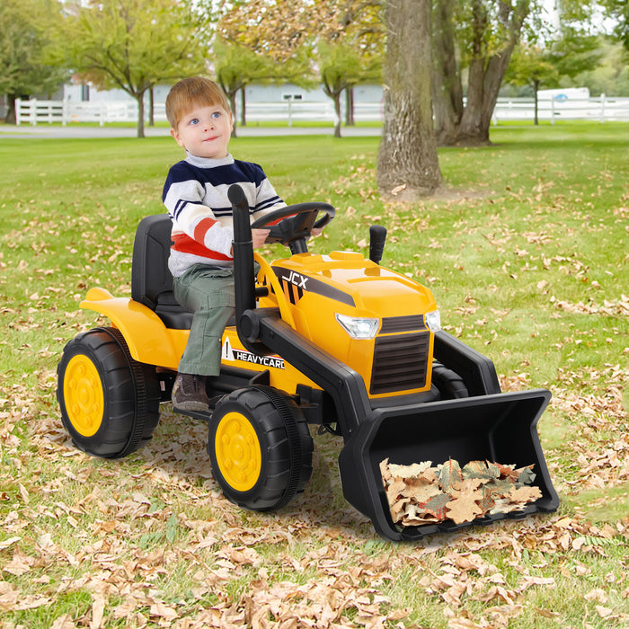 12V Kid's Ride on Excavator with Adjustable Digging Bucket-Yellow