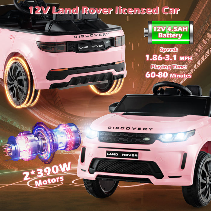 12V Kids Ride On Car with Remote Control Lockable Doors Slow Start System and LED Lights-Pink