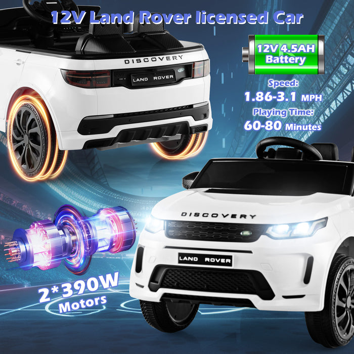 12V Kids Ride On Car with Remote Control Lockable Doors Slow Start System and LED Lights-White