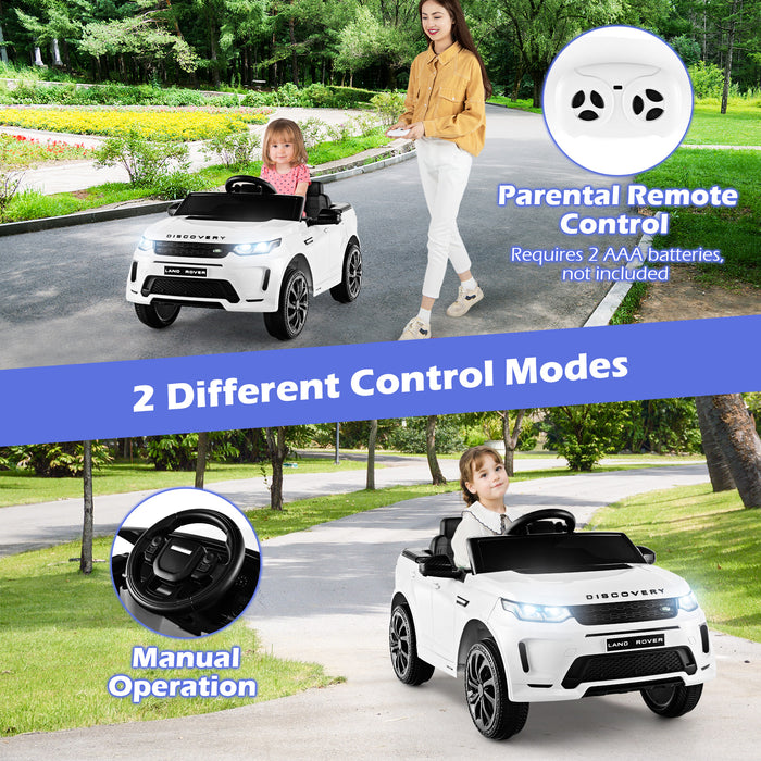 12V Kids Ride On Car with Remote Control Lockable Doors Slow Start System and LED Lights-White