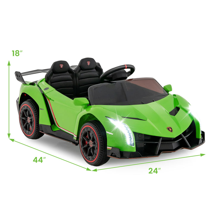 12V Licensed Lamborghini 4WD Kids Ride-on Sports Car with 2.4G Remote-Green