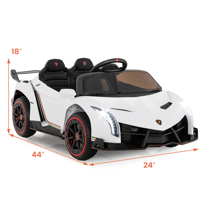 12V Licensed Lamborghini 4WD Kids Ride-on Sports Car with 2.4G Remote-White