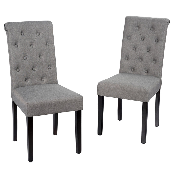 2 Pieces Tufted Dining Chair Set with Adjustable Anti-Slip Foot Pads-Gray