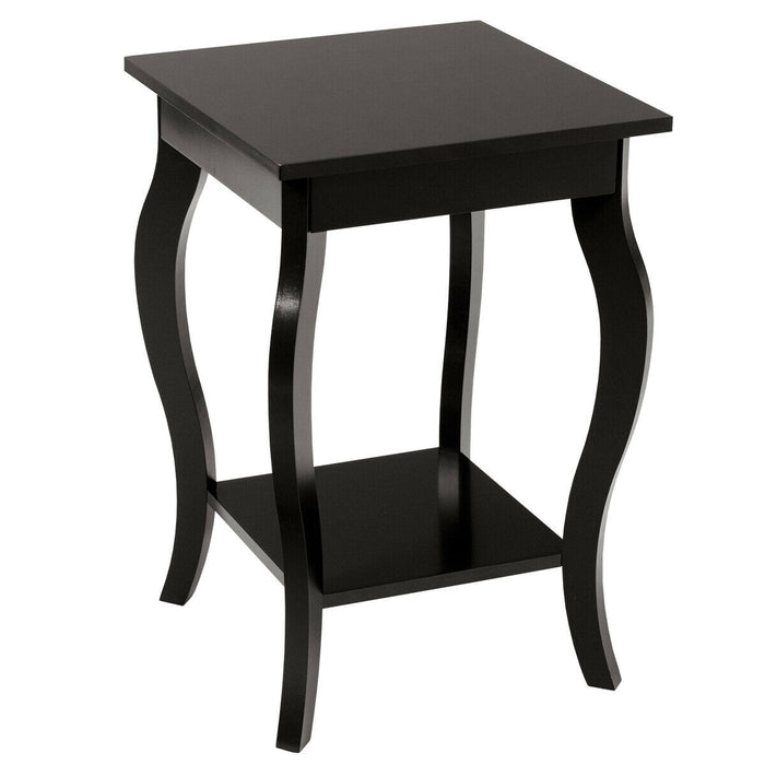 Set of 2 Side Table End Table Night Stand with Shelf-Brown