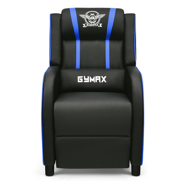 Massage Racing Gaming Single Recliner Chair-Blue