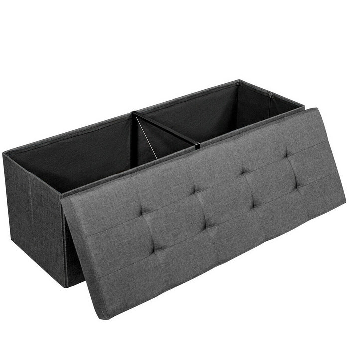 Fabric Folding Storage with Divider Bed End Bench-Dark Gray