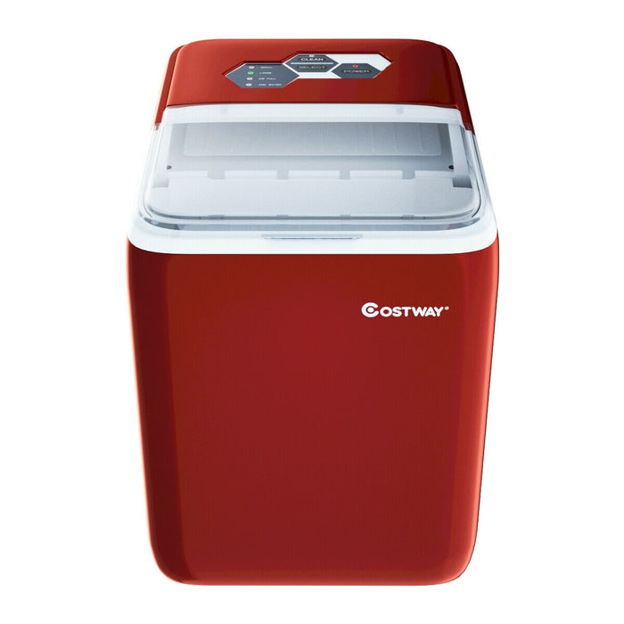 44 lbs Portable Countertop Ice Maker Machine with Scoop-Red