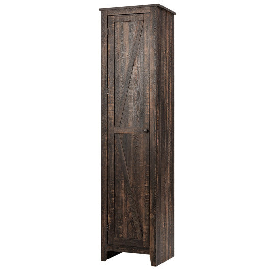 Linen Tower Bathroom Storage Cabinet Tall Slim Side Organizer with Shelf-Walnut